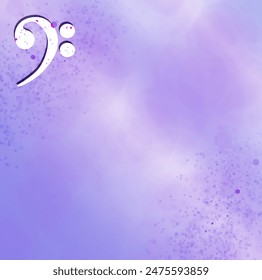 Music album cover purple clouds with particles, white bass clef - Powered by Shutterstock