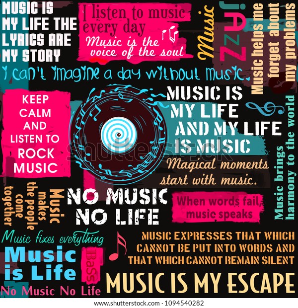 Music Background Seamless Pattern Collage Wallpaper Stock