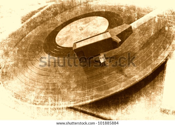 Music\
background, vinyl player, grunge\
illustration