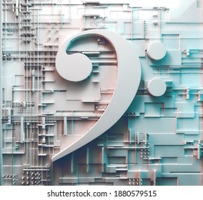 Music Concept Abstract Background.Clef Key.Technology And Trendy Music.3d Illustration.Sound Engineering And Dubstep Music Concept.Create Music Design