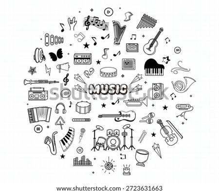 Music Instruments Doodle Illustration element Collection