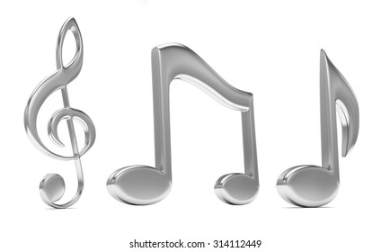 Music Note 3D, On White