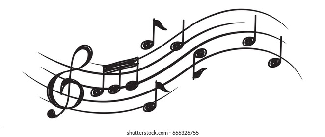 Music Note Design Element In Doodle Style