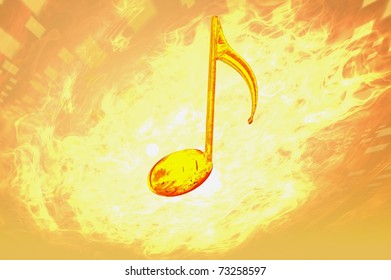 music note firey concept abstract render image