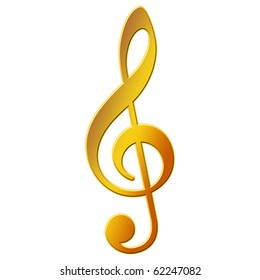 Music Note - Treble Clef - Gold Color