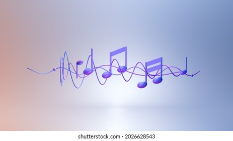 Music Notes Background, 3d Rendering