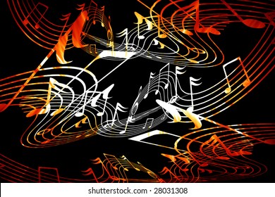 music notes on a solid black background
