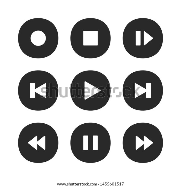 音楽プレーヤーのボタン 再生アイコン レコードの一時停止 次の曲のボタン ビデオ再生の巻き戻し停止ボタン ラジオ再生インターフェイス またはオーディオ録音のサウンドコントロールの分離型 アイコンセット のイラスト素材