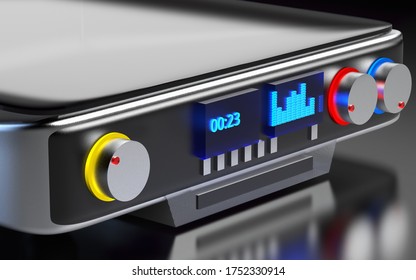 music player with dial and equalizer 3D rendering