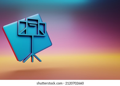 Music Stand Icon. Beautiful Blue Music Stand Symbol Icons On Multicolor Bright Background. 3d Rendering Illustration. Background Pattern For Design.