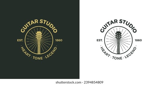 Music Studio Guitar Store Grunge Logo Artwork  - Powered by Shutterstock