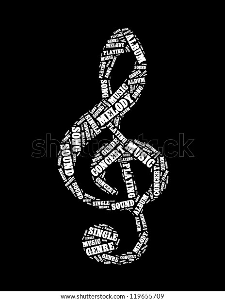 Music Text Collage Composed Shape Treble Stock Illustration 119655709