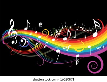 Music theme with rainbow