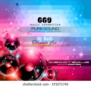 Music Themed background to use for Disco Club Flyers with a lot of abstract design elements, high contrast colors and space for text - Powered by Shutterstock