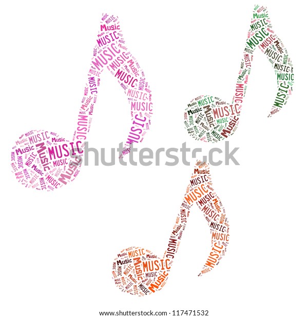 Music Word Collage Composed Music Note Stock Illustration 117471532