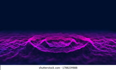 Musical abstract sound wave on blue background. Digital equalizer for music. Music background equalizer concept. Sound wave. Dynamic vibration wallpaper