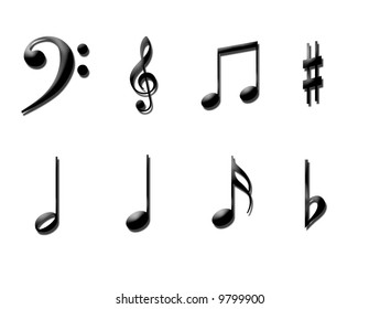 Set Music Notes Symbols Isolated Vector Stock Vector (Royalty Free ...