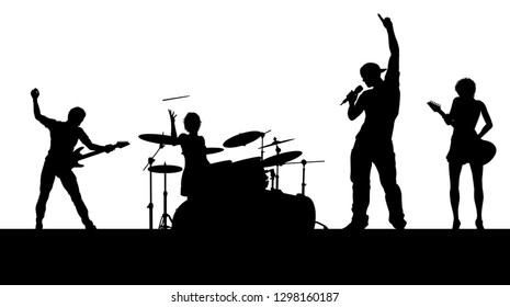 A musical group or rock band playing a concert in silhouette - Powered by Shutterstock