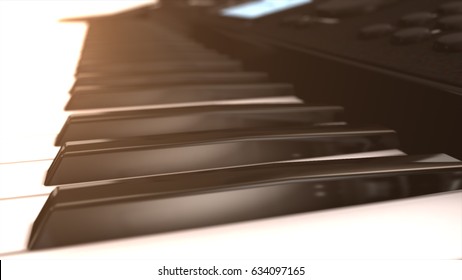 Musical instrument synthesizer its keys close up