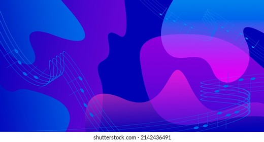 Musical notes on an abstract, geometric background. Gradient color background design. Cool poster background design.