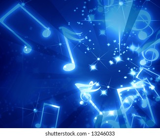 Musical Notes On Clear Blue Background Stock Illustration 13246033 ...