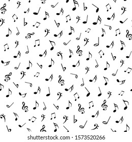 Musical Notes Seamless Pattern On White Background.