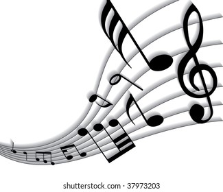 Music Notes On Wavy Staff Stock Vector (Royalty Free) 210599962