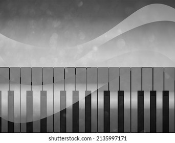 A musical piano key background in grey shades
