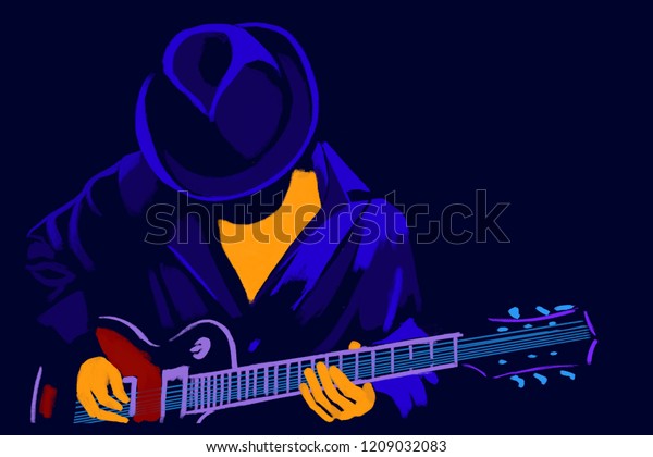 Musician with a guitar. Performer of Blues and jazz. 