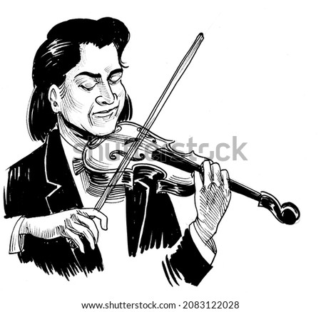 Similar – Image, Stock Photo Musician playing violin. Ink black and white drawing