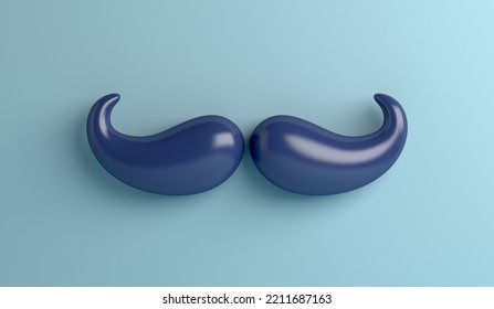 Mustache cartoon on blue background, Prostate cancer awareness month, Happy Father’s Day,  3d rendering illustration - Powered by Shutterstock