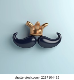 Mustache and crown cartoon on blue background, Happy Father’s Day,  Prostate cancer awareness month, 3d rendering illustration - Powered by Shutterstock