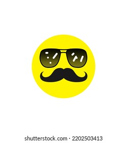 Mustache Emoji Icon Wearing Glasses