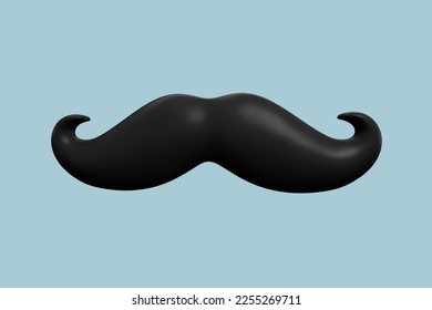 Mustache icon on blue background. 3d rendering - Powered by Shutterstock