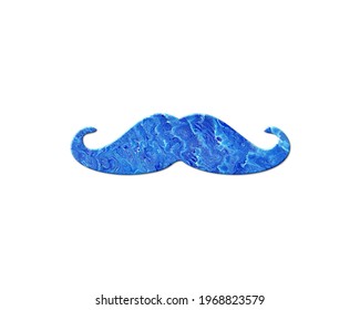 Mustache Moustache Blue Waves Icon Logo Symbol, 3d Illustration