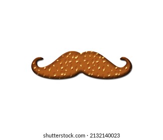 Mustache Moustache Man Symbol Cookies Chocolate Icon Logo, 3d Illustration