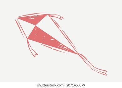 Muted Red Kite In Cartoon Illustration