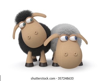 Mutual Relation Between Two Sheep/3d Ridiculous Sheep