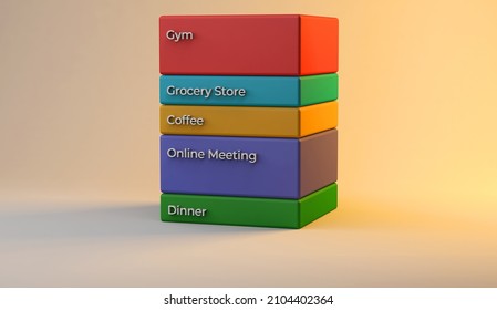 my day in tasks 3d render illustration of App calendar planner concept template UI UX, schedule daily calendar agenda annual planning meeting application  events Appointment