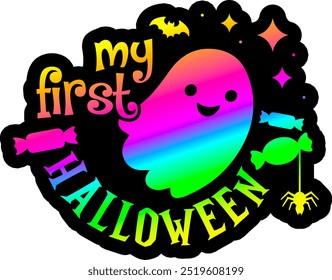 my first halloween baby ghost cute halloween halloween rainbow colorful bright graphic design - Powered by Shutterstock