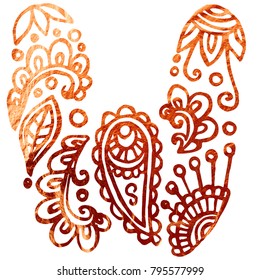 My India Initials. Texture of copper. Can be used to design a book