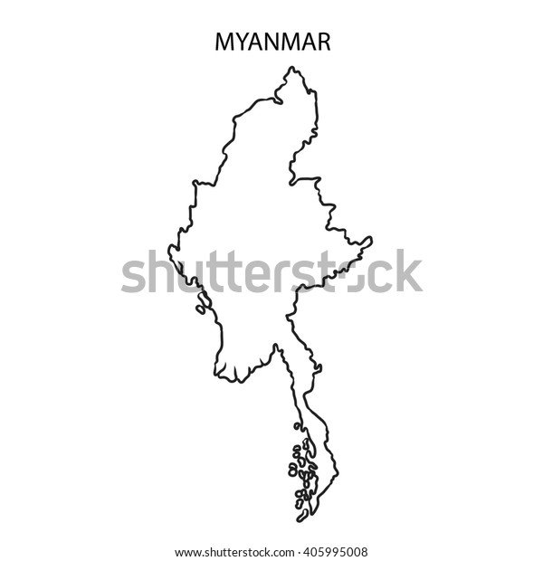 Myanmar Map Outline Stock Illustration 405995008
