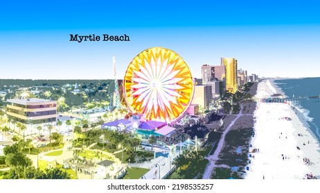 Myrtle Beach Boardwalk Background Illustration