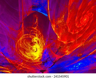 Mysterious alien form magnetic fields in the mysterious night sky. Fractal art graphics