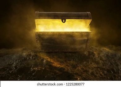 Mysterious Box With Yellow Smoke (3D Rendering)