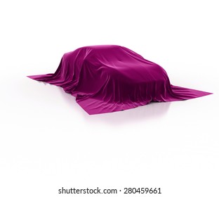 mysterious sports car covered with cloth