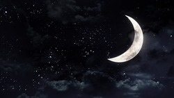 The Mystery Half Moon At The Night Sky