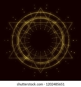 Mystical geometry symbol. Linear alchemy, occult, philosophical sign. For music album cover, poster, sacramental design. Astrology and religion concept.