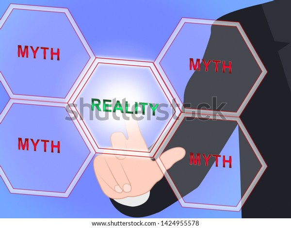 Myth Versus Reality Word Showing False Stock Illustration 1424955578 3270