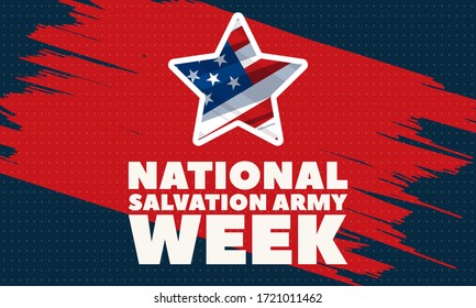 Nadym, Russia -May 03, 2020: NATIONAL SALVATION ARMY WEEK. Second Full Week Of May. This Is International And Humanitarian Movement Provides Disaster Relief And Services Around The World. 